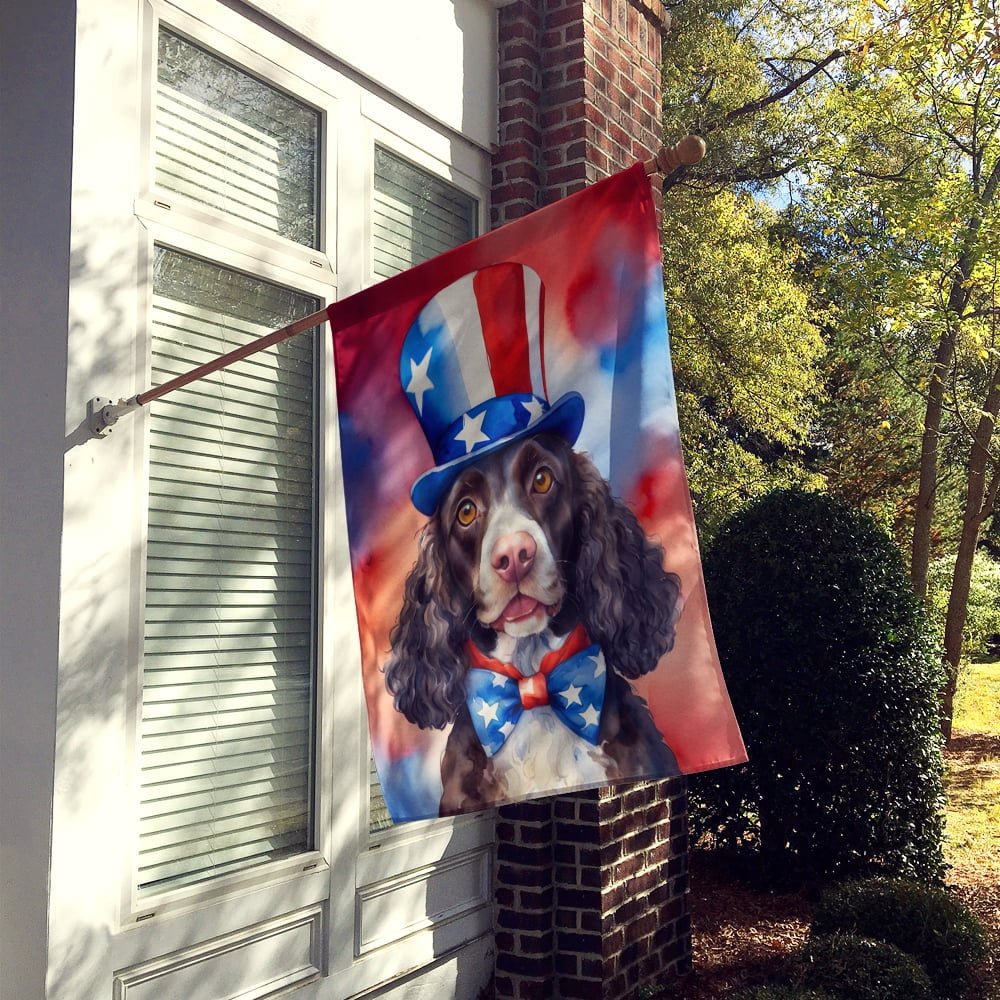 American Water Spaniel Patriotic American House Flag 28 in x 40 in