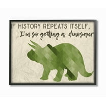 The Kids Room by Stupell I'm So Getting a Dinosaur Green Triceratops Framed Wall Art by Daphne Polselli