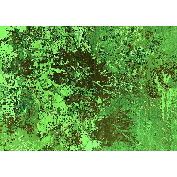 Ahgly Company Indoor Rectangle Oriental Green Industrial Area Rugs, 5' x 8'