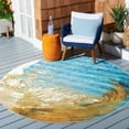 thumbnail image 3 of SAFAVIEH Barbados Sunset Waves Outdoor Area Rug, Blue/Gold, 5'3" x 5'3" Round, 3 of 8
