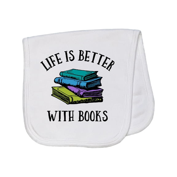 Inktastic Life's Better with Books Baby Burp Cloth