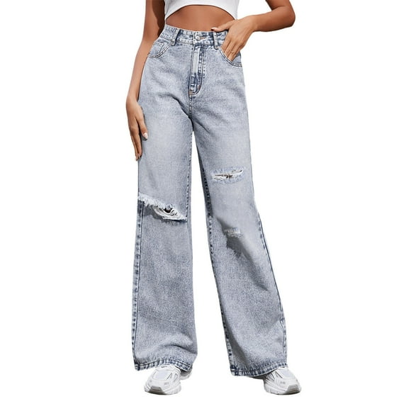 Mid Rise Barrel Jeans For Women Wide Leg Mid Waist Cropped Denim Pants Baggy Boyfriend Jeans With Pockets Women'S Casual Pants Bu2 S
