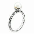 thumbnail image 3 of Primal Silver Sterling Silver and 14K Stackable 7.0-7.5mm White FW Cultured Pearl Ring, 3 of 9