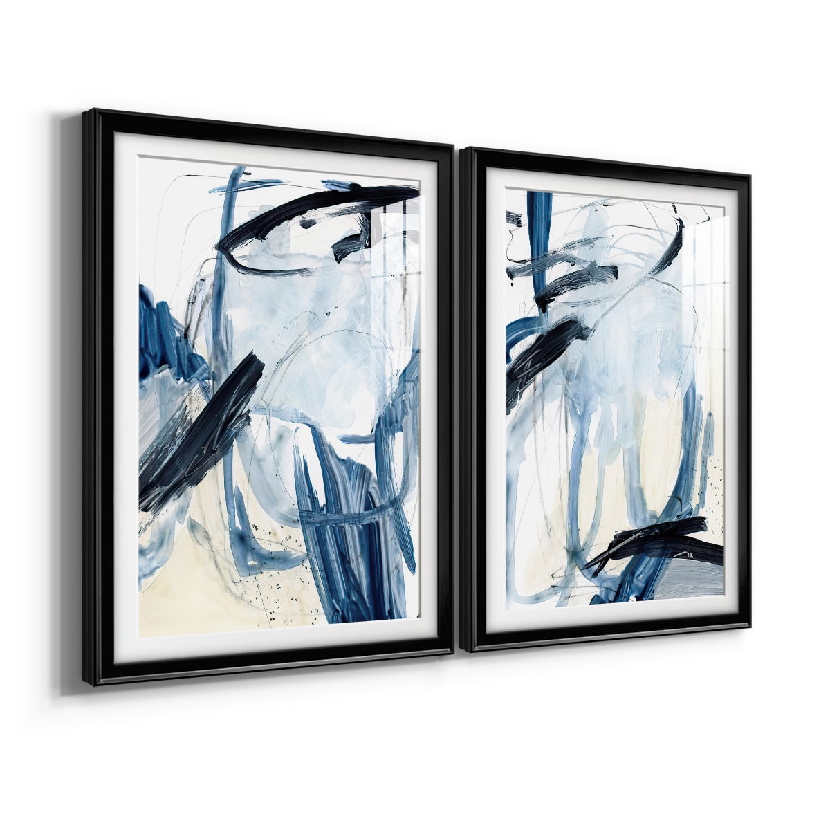 Wexford Home Indigo Swash I Premium Framed Print, 26.5" x 36.5" - Ready to Hang, Black (Set of 2)