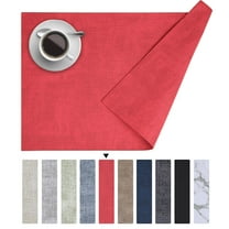 decorUhome Placemats Set of 6, Heat Resistant PU Faux Leather Table Mats, 11.8" x 17", Red
