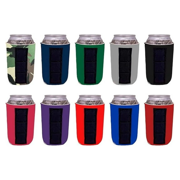 Magnetic Can Coolers 10 Pack - Neoprene Collapsible Drink Sleeves - Secure Magnetic Grip for Metal Surfaces - Keep Drinks Cold & Hands Dry