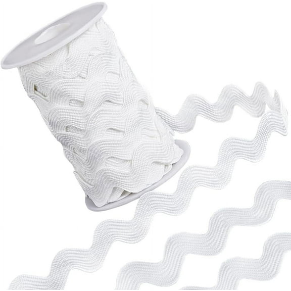 1 Roll 1/2 inch(12mm) White RIC Rac Trim Ribbon 12.5 Yards Rick Rack Wave Sewing Bending Fringe Trim Woven Fabric for Sewing Flower Making Wedding Dress Party Lace Ribbon Craft