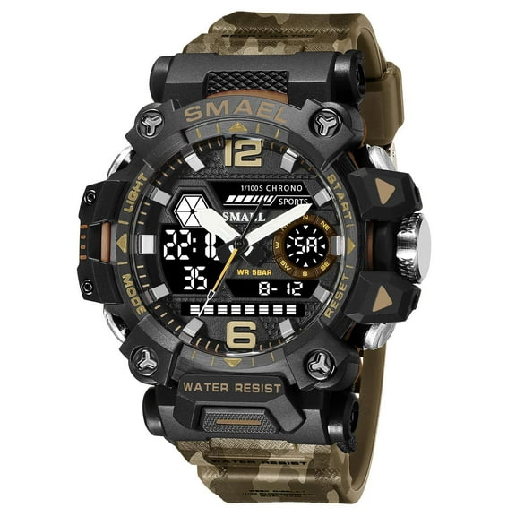 NEW SMAEL Military Watches 50m Waterproof Sports Watch Digital 8072 Army Watch Digital Quartz Dual Time Wristwatches LED for Men