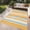 Blue/Orange/Yellow/White, variant on Waterproof Reversible Outdoor Rug - Durable Plastic Straw Mat for Patio, Porch, Deck, RV, Camping - Modern Striped Design, Easy to Clean, Lightweight, Collapsible - 8*10 ft