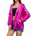 thumbnail image 3 of SLADYGLO Women Holographic Shiny Long Sleeve Full Metallic Zipper Jacket Hooded Jacket, 3 of 7
