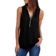 thumbnail image 1 of Camisas de verano para mujer, túnica informal con cremallera, cuello en V, blusa enrollable, camiseta Pompotops lopia995678, 1 of 5