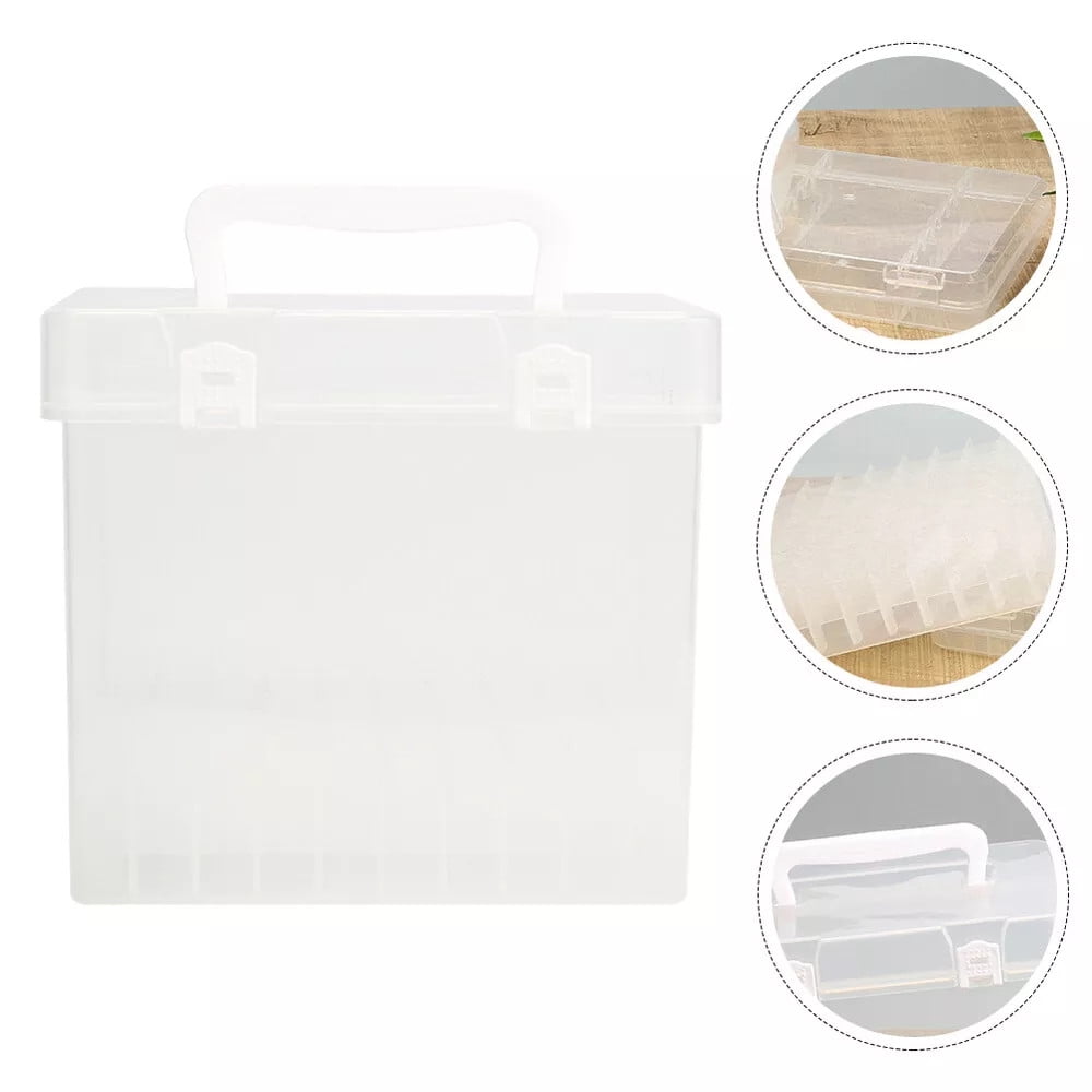 Kugachren Efficient Marker Storage Box, Clear Marker Organizer Plastic Containers with Lid, Stackable Storage Boxes for Craft, Pen, Art, Back to School Supplies