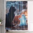 thumbnail image 6 of Halloween Shower Curtain, Halloween Black Cat Ghost Pumpkin Halloween Decor Shower Curtain, Halloween Decorations Bathroom Curtain with 9 Buttonholes, Ruffle Shower Curtain 60x72in, 6 of 6