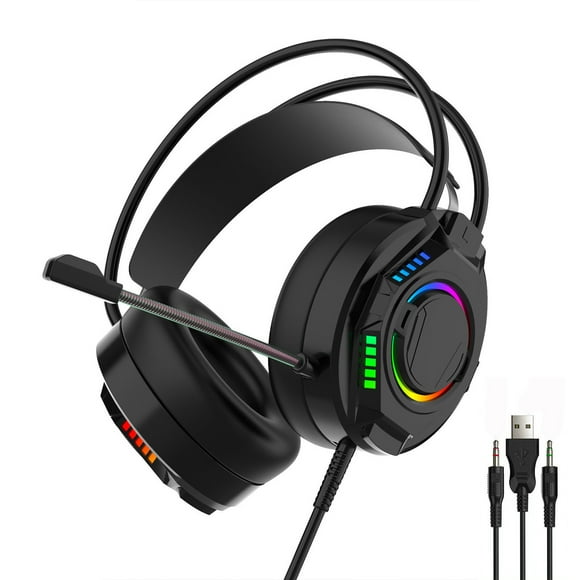 Gaming Headset with Microphone,Pc Gaming Headset Usb Headset with 7.1 Surround Sound Detachable Microphone 3.5Mm Headphones Over-Ear Wired Headset,Microphone for Pc,Headsets with Microphone