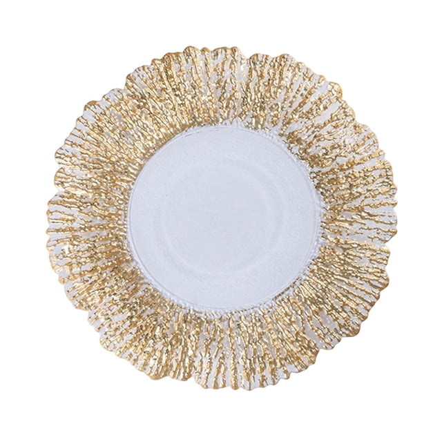 Láminas de vidrio decorativas Plato redondo Bandeja para servir Mesa de comedor Ajuste Tablescape Utensilios para hornear de Navidad Plato de servicio Oro 32cm Gloria Plato de hornear
