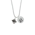 thumbnail image 2 of Delight Jewelry Silvertone Large Fancy Square with Rope Border Spinner Silvertone Script Initial Disc - B - Charm Necklace, 20"+3", 2 of 4