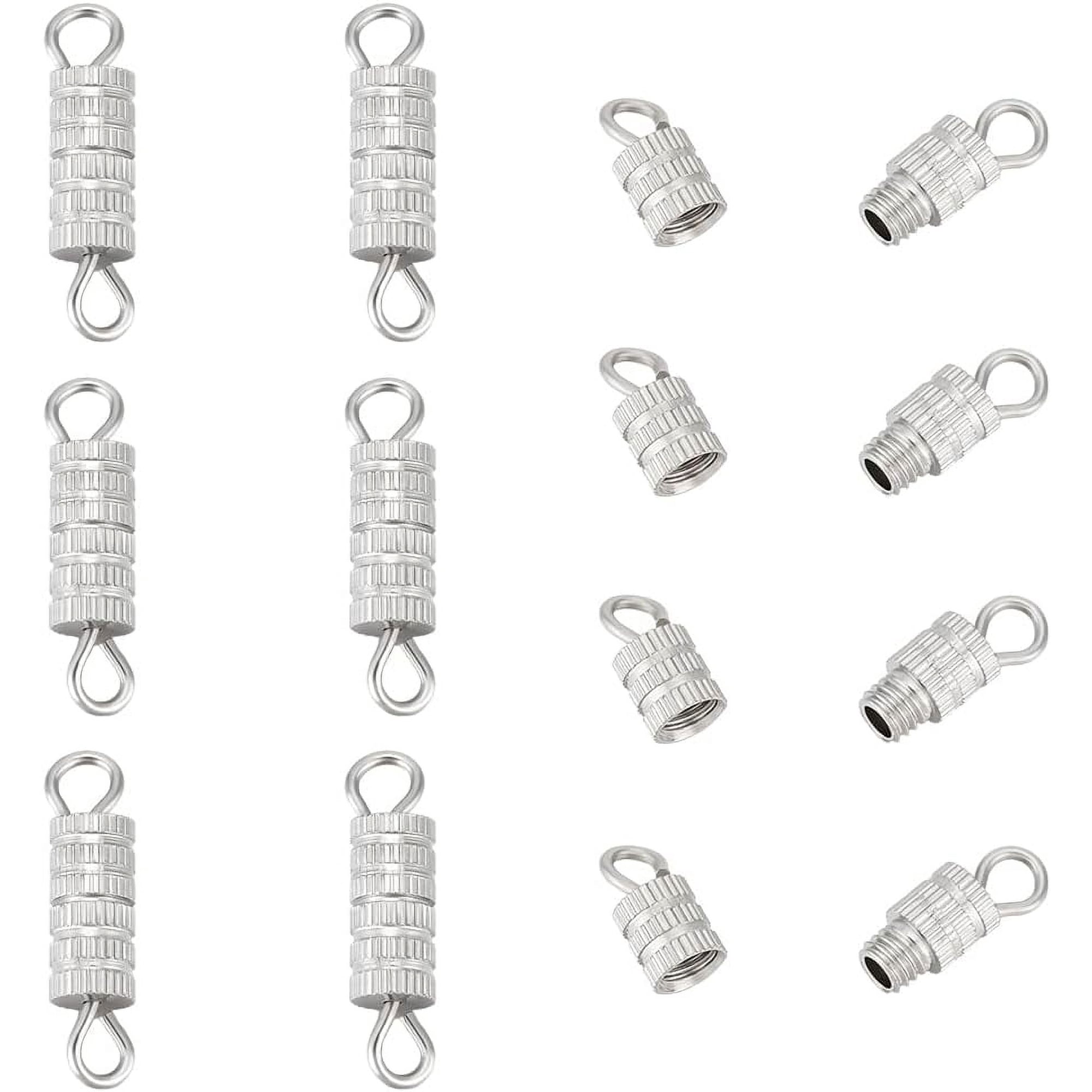 10Pcs Screw Twist Clasps Barrel Screw Clasps Stainless Steel Screw Claps Screw Type Connector Cord End Cap Fastener for DIY Jewelry Making Necklaces Bracelet Clasps