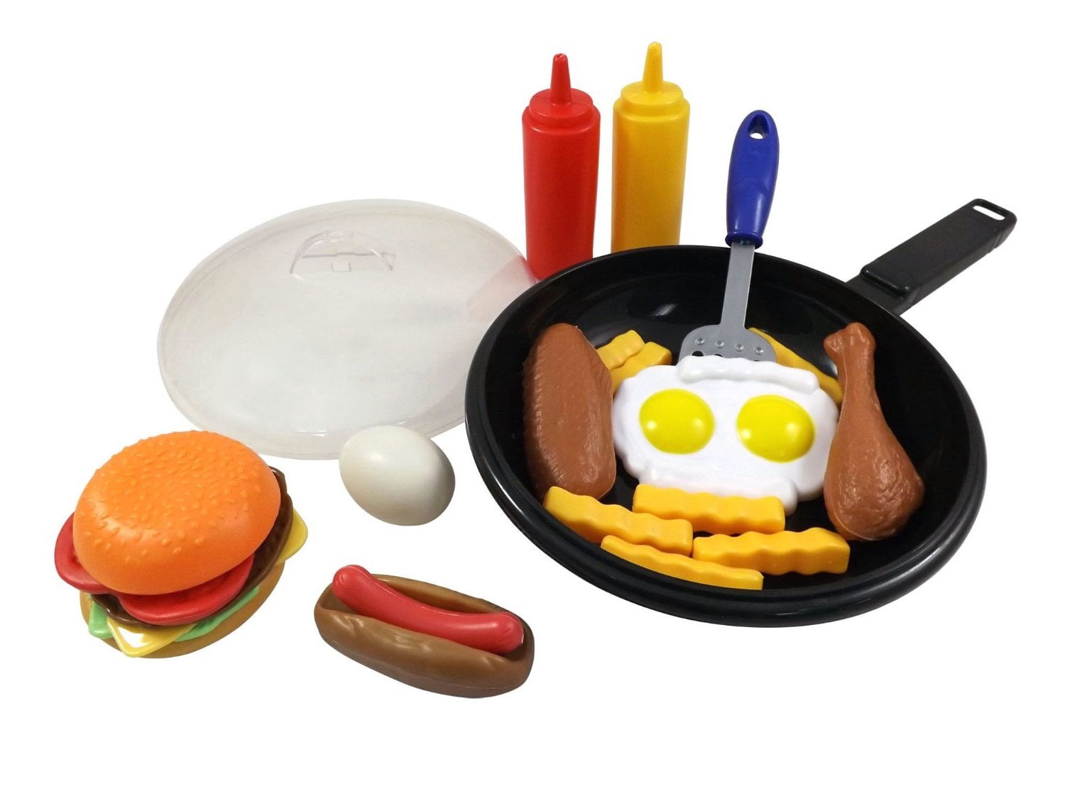 PlayWorld Kitchen Connection Fast Food Cooking Pan 25 Piece Kitchen Play Food Set - Multicolor