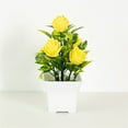 thumbnail image 6 of Hmgxay Foam Rose Miniature Bonsai, Faux Rose Small Potted Flowers for Home Decor, Imitation Floral Arrangement for Office Desktop, Artificial Flower Pot for Tabletop Decoration(Yellow), 6 of 7