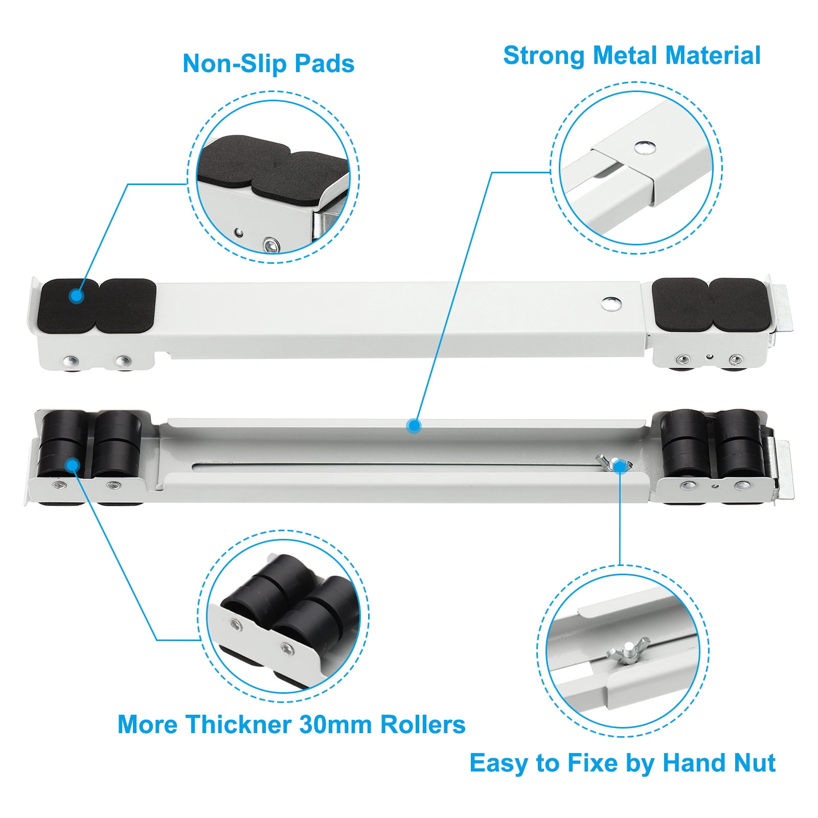 Uxcell Appliance Rollers, Extendable Appliance Sliders with Wheels,  White, 2pack