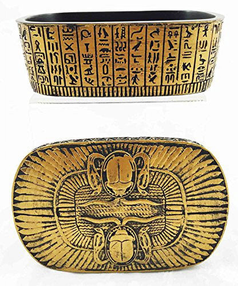 Egyptian Winged Scarab Ra Solar Amulet Hieroglyph Beautiful Jewelry Box Trinket