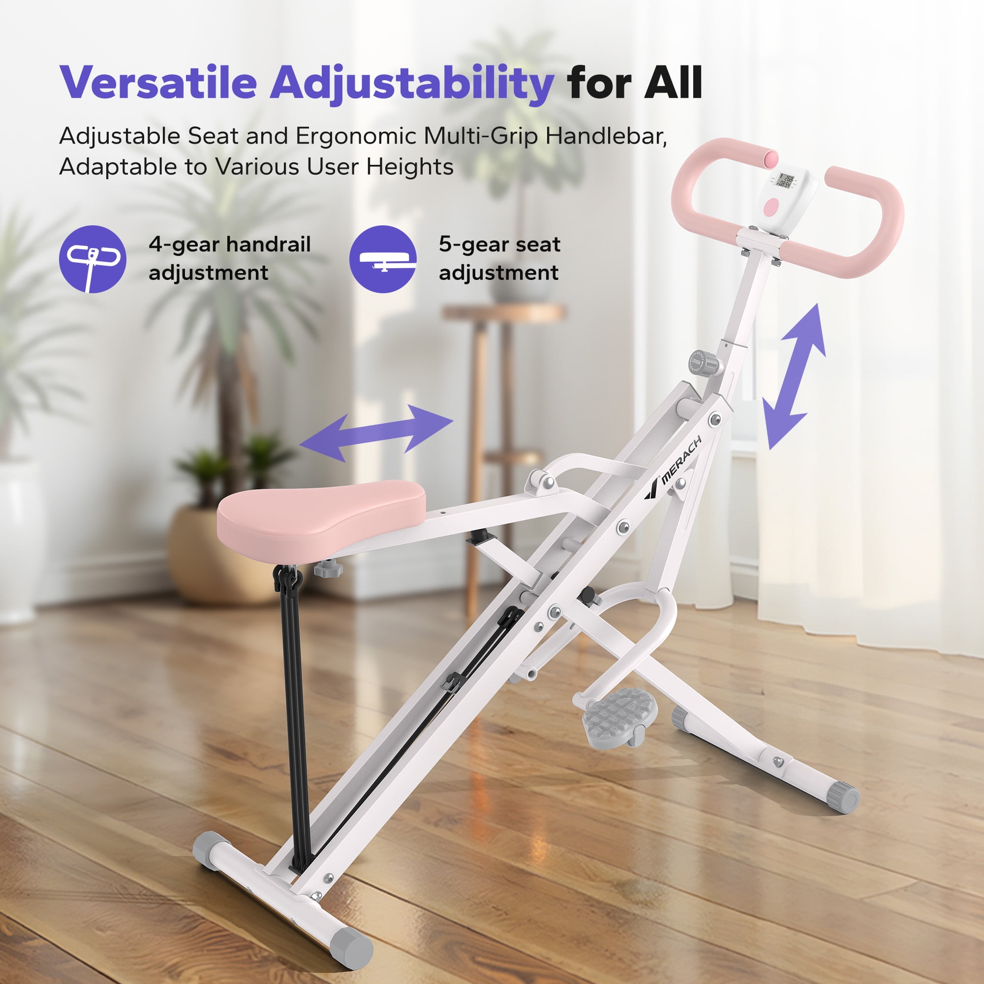 MERACH Squat Assist Trainer Foldable Squat Rider Machine for Glutes and Quads with 3 Tension Bands
