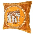 thumbnail image 3 of Elegant Thai Elephant Velvet and Pearls Set of 2 Square Pillow Covers - Yellow, 3 of 6