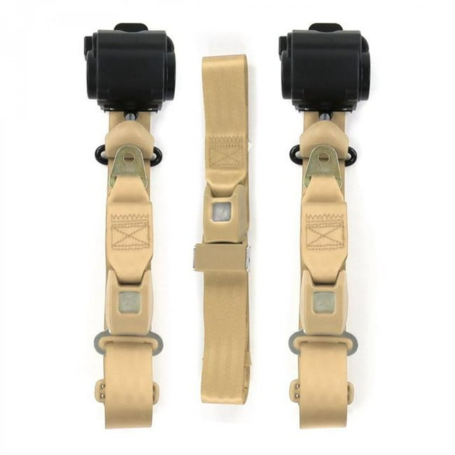 Standard 3 Point Tan Retractable Bench Seat Belt Kit with 3 Belts for 1966-1977 Ford Bronco