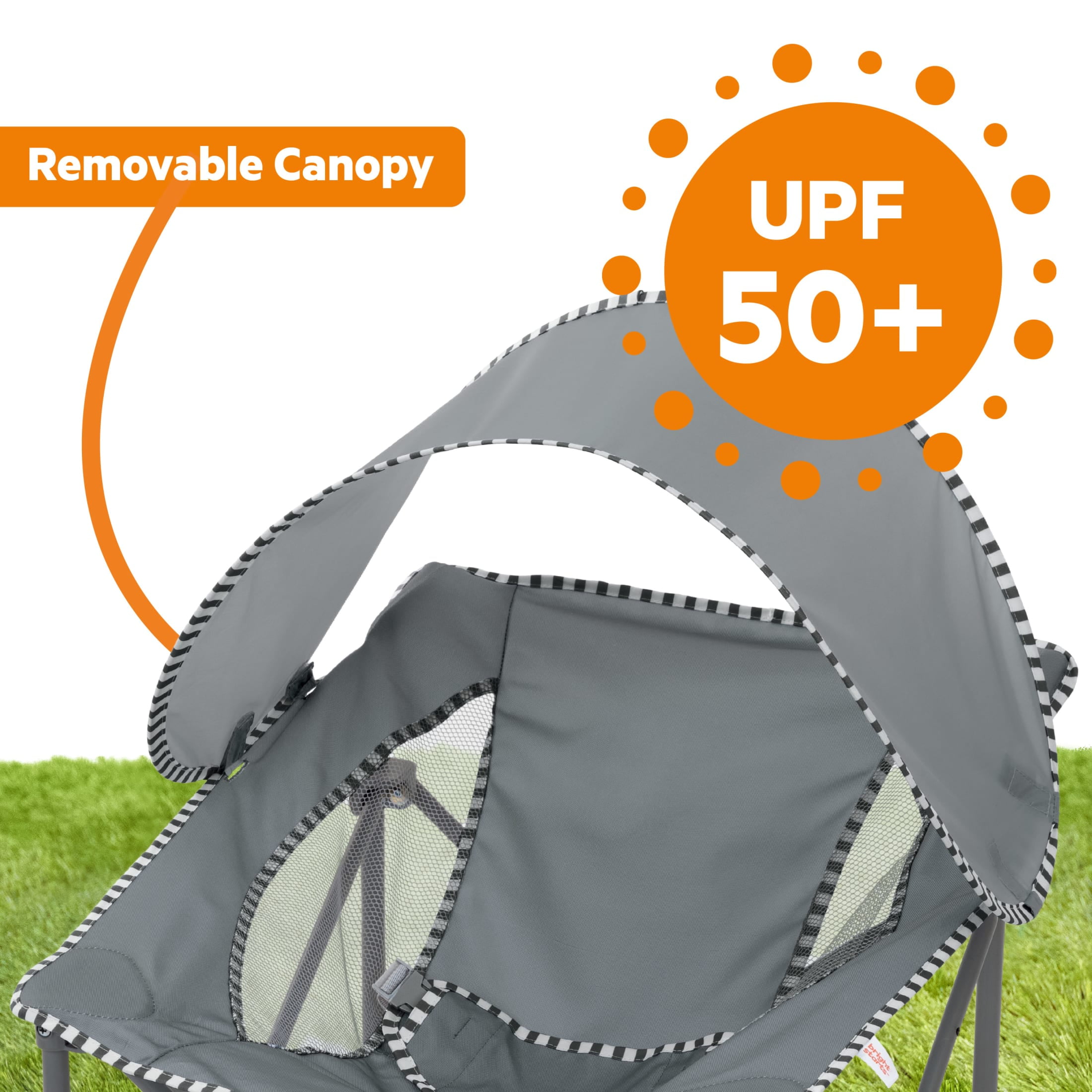 Bright Starts Pop 'N Chill Travel Seat, Grey, Newborn