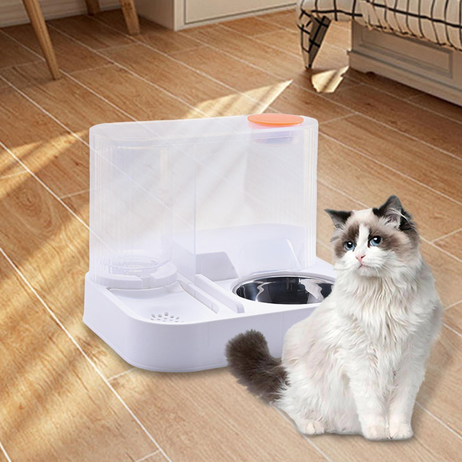EHJRE Cat Feeder and Water Dispenser Automatic Pet Feeder Cat Dog Bowl Dish Dog Feeder for Indoor Cats Kitten Puppy Bunny With steel bowl