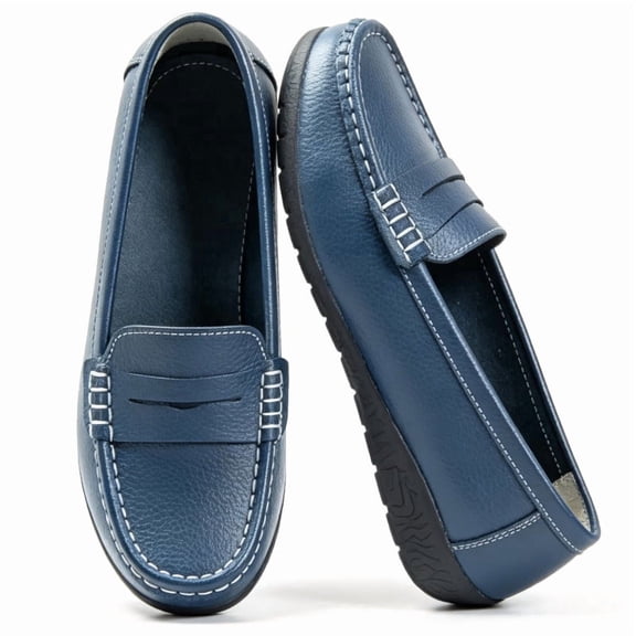 Qaltryn Comfort Flats for Women Lightweight Casual Dressy Shoes Non Slip Flats Sole Penny Loafers Slip On Flats for Walking & Work