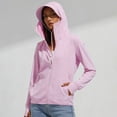 thumbnail image 6 of Women's Cool Feeling UPF 50+ Sun Protection Hoodie Regular Fit Solid Color Hooded Long Sleeve Lightweight Breathable UV Coat for Casual Outdoor Pink XXL, 6 of 7