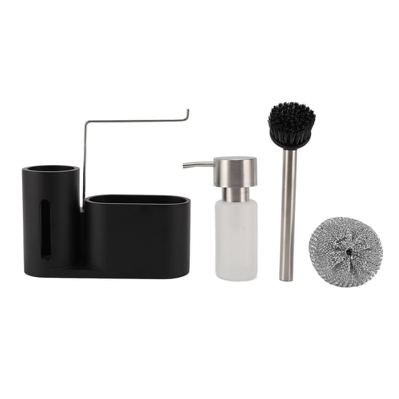 Suodoka 3‑Piece Dish Soap Dispenser Set – Stainless Steel, Long‑Lasting, Easy‑Press, Multi‑Use, Compact Kitchen Sink Rack