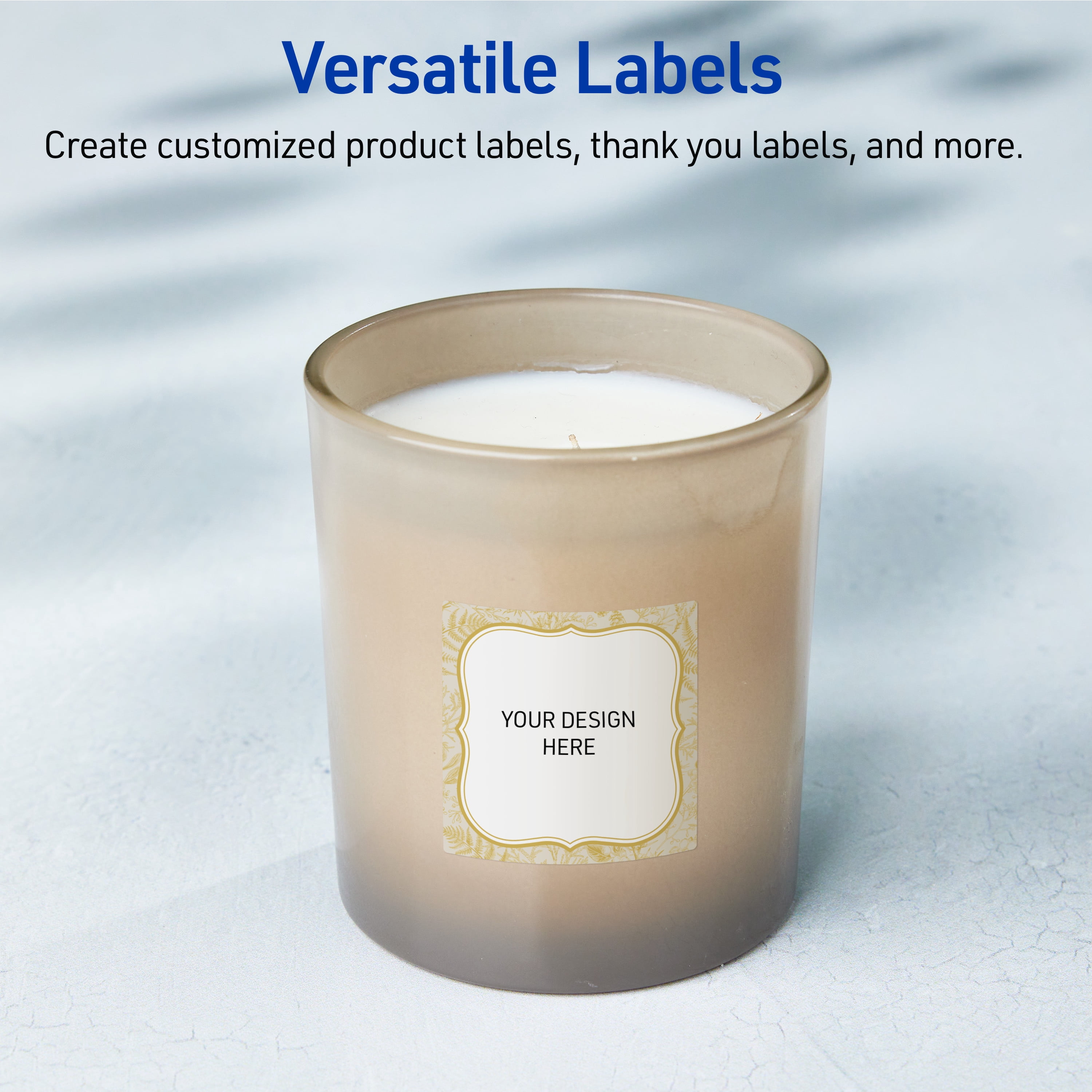 Avery Labels, 2" x 2", Matte White, Flourished Metallic Gold Florals