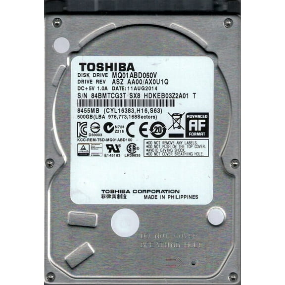 MQ01ABD050V ASZ AA00/AX0U1Q Toshiba 500GB
