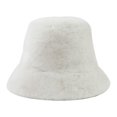thumbnail image 2 of Winter Bucket Hats Fuzzy Bucket Hats Plush Bucket Cap Solid Keep Warm Fashion Plush Flat Top Hat for Unisex, 2 of 4