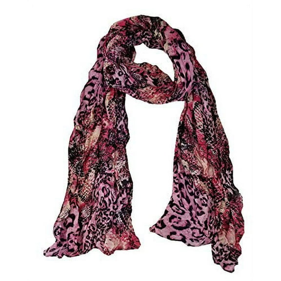 Pleated Animal Scarf Scarves for Women Girls Light Weight & Warm … (Wine)