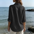 thumbnail image 4 of hoksml Women's Cotton Linen Long Sleeve Shirt, Button-Down Casual Blouse, Relaxed Fit Top for Daily and Office Wear, 4 of 9