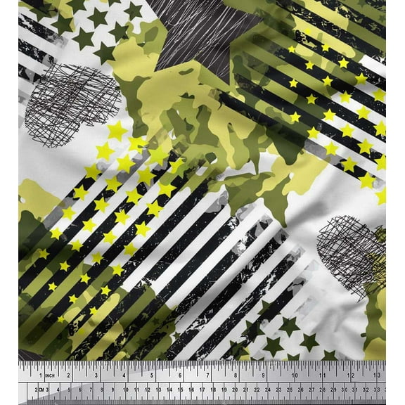 Soimoi Cotton Duck Fabric Stripe,Star & Camouflage Print Fabric by Yard 42 Inch Wide