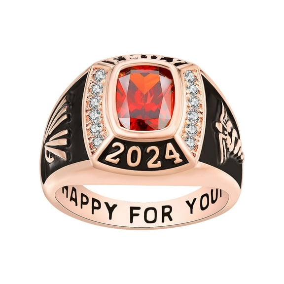 Order Now for 2025 Graduation, Freestyle Women's CZ Square Birthstone Class Ring, Personalized, High School or College