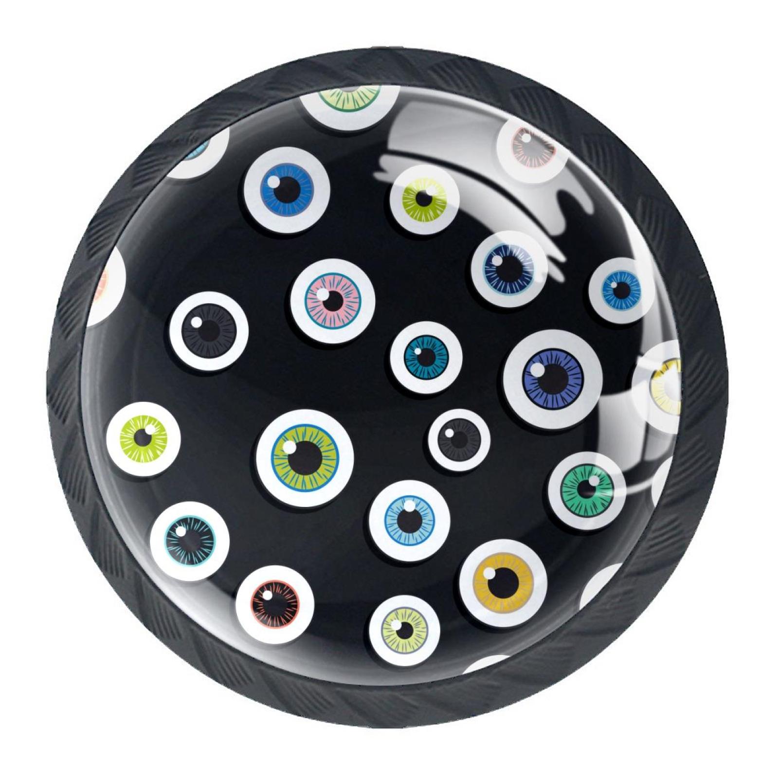 4 Pcs Colorful Eyeballs Knobs for Kitchen Cupboard Dresser