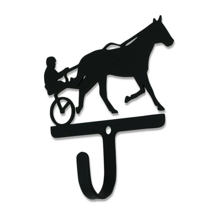 

Metal Wall Hook with Harness Racing Accent Small Black