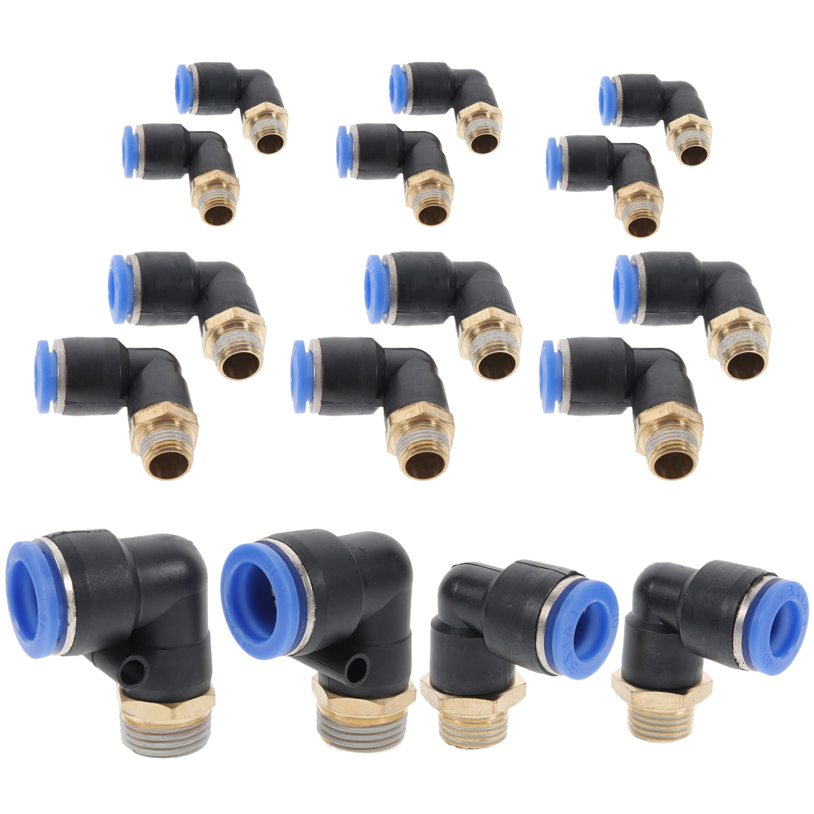 2 Sets Quick-connect Pneumatic Plug-in Connector Threaded Straight-through 16-piece Hose Tube Coupler Crimp
