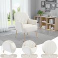 thumbnail image 3 of Modern Velvet Accent Chair - Beige Upholstered Armchair with Metal Legs, 3 of 10