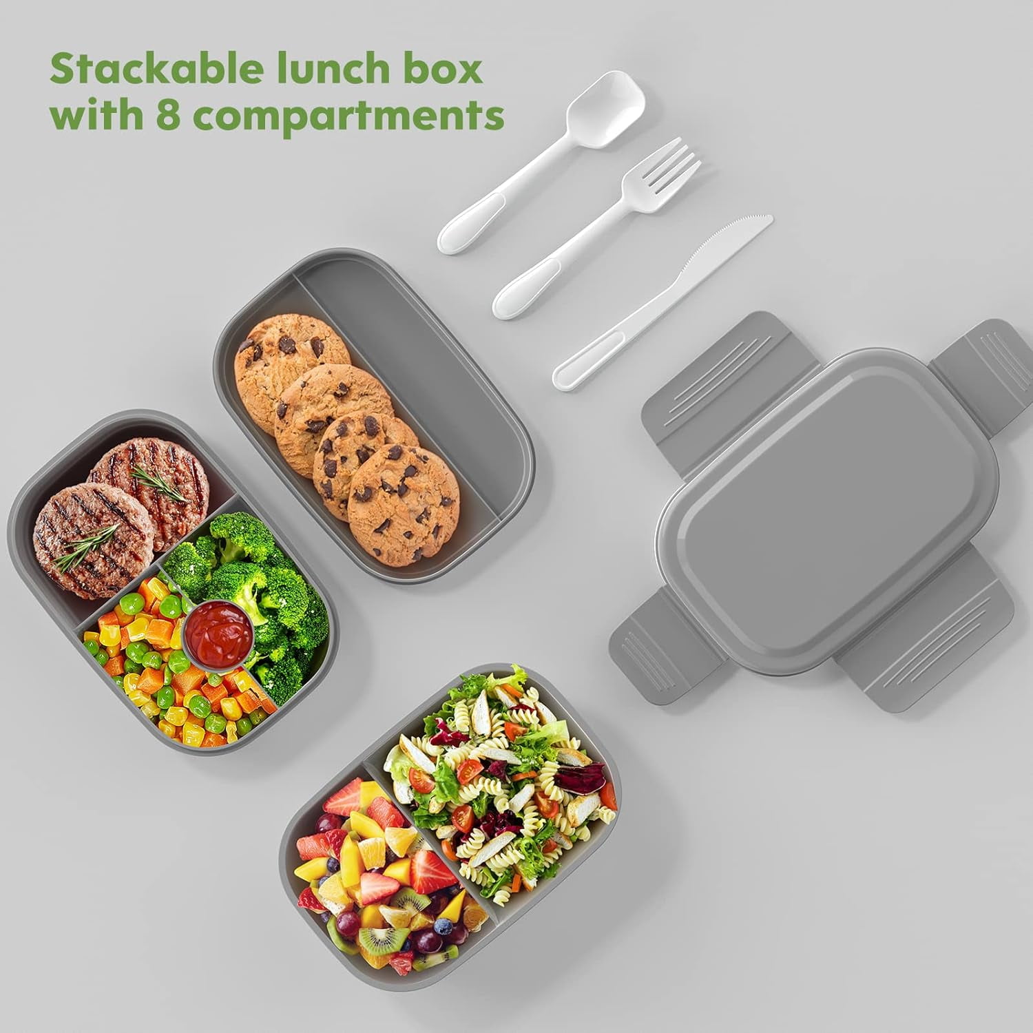 Ahot Adult Lunch Box Bento Lunch Containers for Adults, Modern Minimalist Design Bento Box with Utensil Set, Leak-Proof Lunchbox for Dining Out, Work, Picnic
