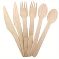 thumbnail image 1 of 100 Count Wooden Cutlery Set Include Fork/Spoon/Knife, Natural Eco-Friendly Biodegradable&Compostable, Alternative To Plastic Cutlery, Protect Earth, 1 of 4