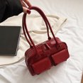 thumbnail image 4 of Bolsos Hombro Cuero Bolso Mano Diseñador Dos Bolsillos para Mujer (Rojo), 4 of 9