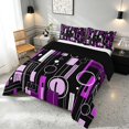 thumbnail image 3 of Manfei Contemporary Abstract Queen Comforter Set, Geometric Circle Rectangle Comforter Sets Queen, Purple and Black, Black Reversible 3pcs, 1 Comforter and 2 Pillowcases, 3 of 6