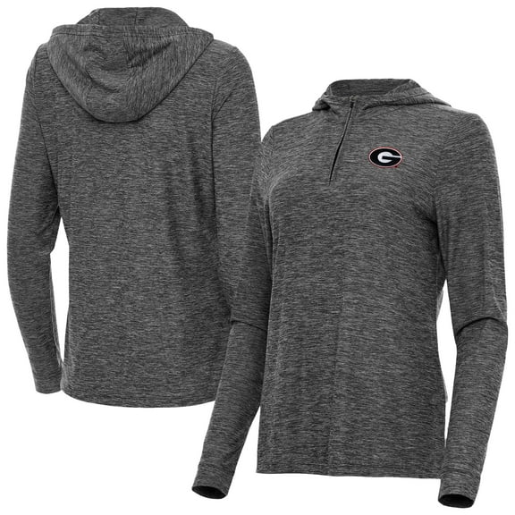 Women's Antigua  Heather Black Georgia Bulldogs Daybreak Quarter-Zip Hoodie