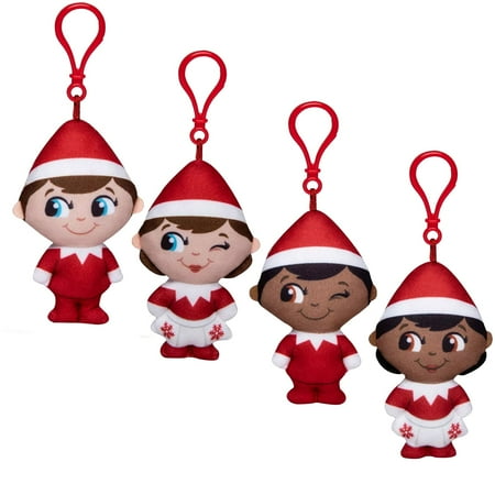 The Elf on The Shelf - Plushee Pals Mini Clip-on Set of 4: New Light Boy & Girl, Dark Boy & Girl